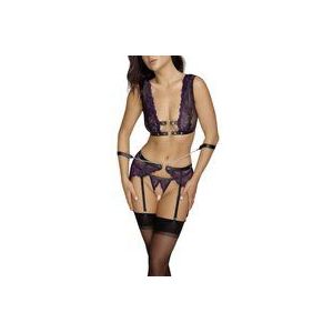 Spitzen-Straps-Set Ouvert mit Handfesseln