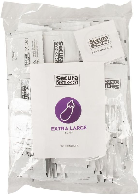 Secura - XXL-condoom - 60mm - 100 stuks - Anatomisch Vormgegeven - Natuurlijke Latex