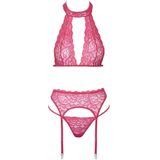 Straps-Set aus Stretch-Spitze, 3-teilig