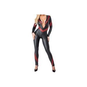 Cottelli Party - Wetlook Catsuit - Zwart/Rood