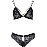 BH plus Slip aus weicher Stretch-Spitze mit Samt