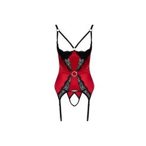 Strapshemd plus String ouvert aus Stretch-Satin