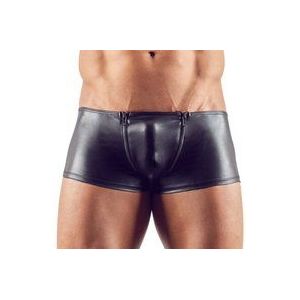 Latex look herenboxer met ritsen - Zwart