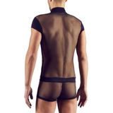 Transparenter Body mit Streifen und Reißverschluss