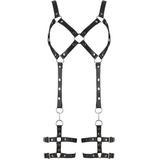 ZADO – Lederen body harnas met open borsten en kruis - Maat S/M �– Zwart