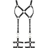 ZADO – Lederen body harnas met open borsten en kruis - Maat S/M – Zwart