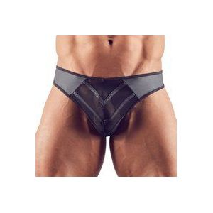 Svenjoyment Underwear SVENJOYMENT Dames Tanga van kunstleer met Powernet-inzetstukken Zwart Maat L, Zwart (Nero 001), L, Zwart (Zwart 001)