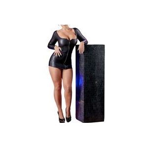 Cottelli Collection – Sexy Mini Jurk met Glitter Rits en Strak Ontwerp voor Vrouwen die Willen Uitdagen – Maat S – Zwart