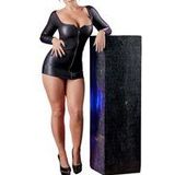 Langarm-Minikleid im Wetlook mit Karree-Ausschnitt