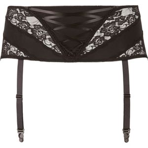 Cottelli Plus Size – Sexy Jarretel Gordel met Kanten Inleg voor een Onweerstaanbare Uitstraling – Maat XL - Zwart