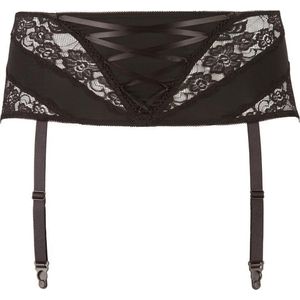 Cottelli Plus Size - Kanten Jarretelgordel - Zwart - 3XL