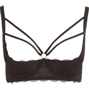 Cottelli Plus Size - bretellen, ringvormige bh (zwart) - 95D