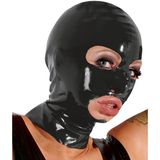 Late X – Latex Hoofdmasker Glanzend met Openingen en Anatomische Pasvorm -  Zwart