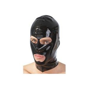 Late X – Latex Hoofdmasker Glanzend met Openingen en Anatomische Pasvorm -  Zwart