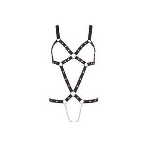 Bad Kitty – Strap body riem harnas met dubbele metalen kruis ketting - Zwart