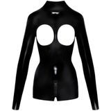 LateX – Latex Bodysuit met Open Borsten en Kruis voor een Heerlijk Avontuurlijk Look Maat S – Zwart
