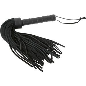 ZADO – 37 cm Lederen Korte Zwarte Flogger Zweep voor Intensief Strafplezier – Zwart