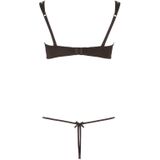 Cottelli Collection – Kinky Beha Set met String Minimalistische Uitstraling voor Erotische Belangstelling – Maat L - Zwart