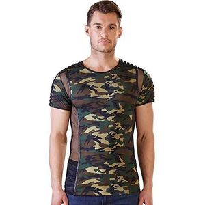 Nek T-shirt Camouflage en Tüll - L, XL X-Large