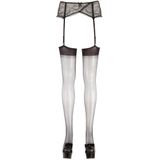 Cottelli Collection – Net Kousen met Clip Strip voor Hoge Hakken - Maat L – Zwart