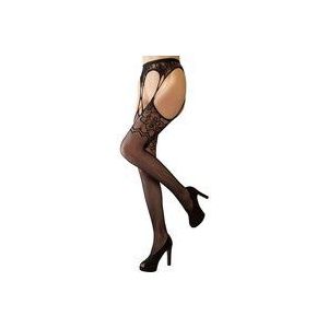Cottelli Collection – Jarretel Gordel met Aangehechte Kousen en Teenstuk  – Maat One Size – Zwart