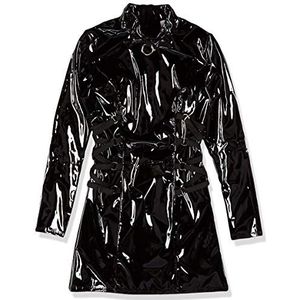Black Level PVC jurk lange mouwen rok voor dames, zwart (002), S, Zwart (002)