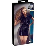 Black Level –  Wetlook Top met Korte Mouwen en Openstaande Kraag – Maat XL – Zwart