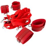 Bad Kitty – Kunstlederen Bondage Bevestigings Boeien Set 4 Delig Klittenband – Rood