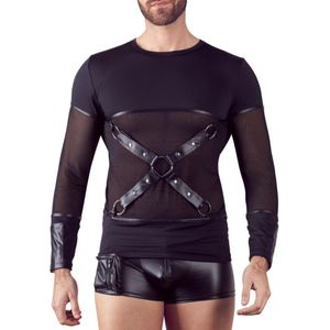Langarm-Shirt im Mattlook mit abknöpfbarem Brustharness