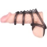 Penis- und Hodenring | dehnbar, 4 Ringe an gezacktem Reizsteg |Bad Kitty 1 St Vibrator