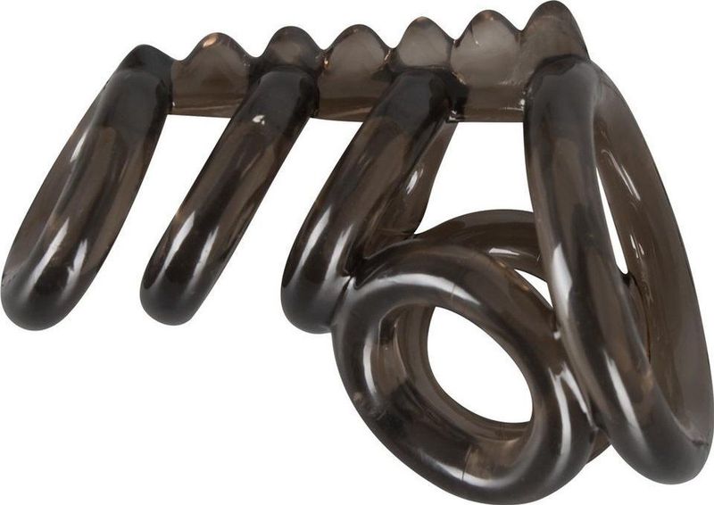 Penis- und Hodenring | dehnbar, 4 Ringe an gezacktem Reizsteg |Bad Kitty 1 St Vibrator