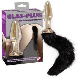 You2Toys – Glazen Petplay Plug met Staart Dierlijk Rollenspel 12 cm – Transparant Goud