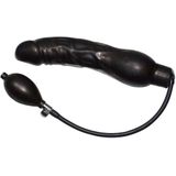 You2Toys – Opblaasbare Latex Dildo met Handpomp Geaderd en met Eikel – 23 cm – Zwart