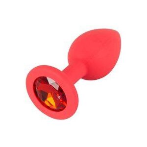 Colorful Joy Jewel Red Plug - zachte butt plug voor beginners en professionals, kleine anale plug met siersteen, speelgoed voor anaal plezier, rood