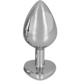 You2Toys – Aluminium Buttplug 159 Gram met Hartvorm Basis en Rode Edelsteen – Zilver