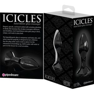 Icicles No. 78 - Kegelvormige Glazen Buttplug (Zwart)