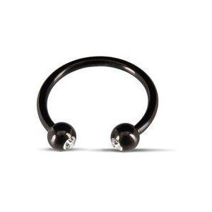 Rebel – RVS Eikel Ring met Diamanten Uiteinden voor Juwelen Uitstraling Stimulerend en Strak – Diameter 22.8 cm – Zwart