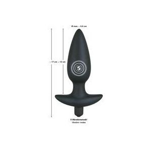 Black Velvets – Siliconen 5-Traps Vibratie Plug Voor Anaal Gebruik met Verticale Stop Maat M �– Zwart
