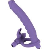 Los Analos – Anale Voorbind Dildo voor Mannen met Vibrerend Clitoris Stimulatie Penis Ring Ontwerp voor Triple Verwenning – 16 cm – Paars