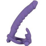 Los Analos – Anale Voorbind Dildo voor Mannen met Vibrerend Clitoris Stimulatie Penis Ring Ontwerp voor Triple Verwenning – 16 cm – Paars