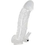 You2Toys – Licht Gebogen Penis Huls Sleeve met Vibratie Kogel en Stimulatie Sprieten Voor Clitoris – Transparant