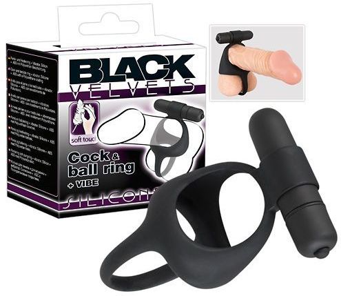 Penis- und Hodenring 'Vibrating cock & ball ring' | Mit Vibrobullet Black Velvets 1 St Vibrator