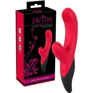 Gebogen Vibrator met Clitoris Stimulator - Rood