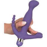 Paarse Vibrator met Clitoris en Anus Stimulator