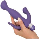 Paarse Vibrator met Clitoris en Anus Stimulator