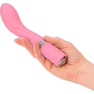 Pillow Talk – ‘Sassy’ G-Spot Stimulator in Luxe Fluweel Zachte Uitstraling en Swarovski Steen voor  Orgasmes – 20 cm – Licht Roze