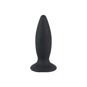 Black Velvets – Siliconen Conische Anaal Plug met Smalle Hals Oplaadbaar met Vibratie – Maat M – Zwart
