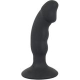 Black Velvets – Vibratie Anaal Plug met Zuignap Licht Gebogen Penis Vorm voor P-Spot Stimulatie – 14 cm - Zwart