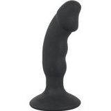 Black Velvets – Vibratie Anaal Plug met Zuignap Licht Gebogen Penis Vorm voor P-Spot Stimulatie – 14 cm - Zwart