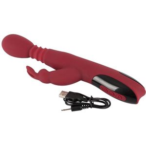 You2Toys – Erotische Bunny Vibrator met Stoot en Rotatie Bewegingen voor een Ongekend Gevoel – 26.5 cm – Rood